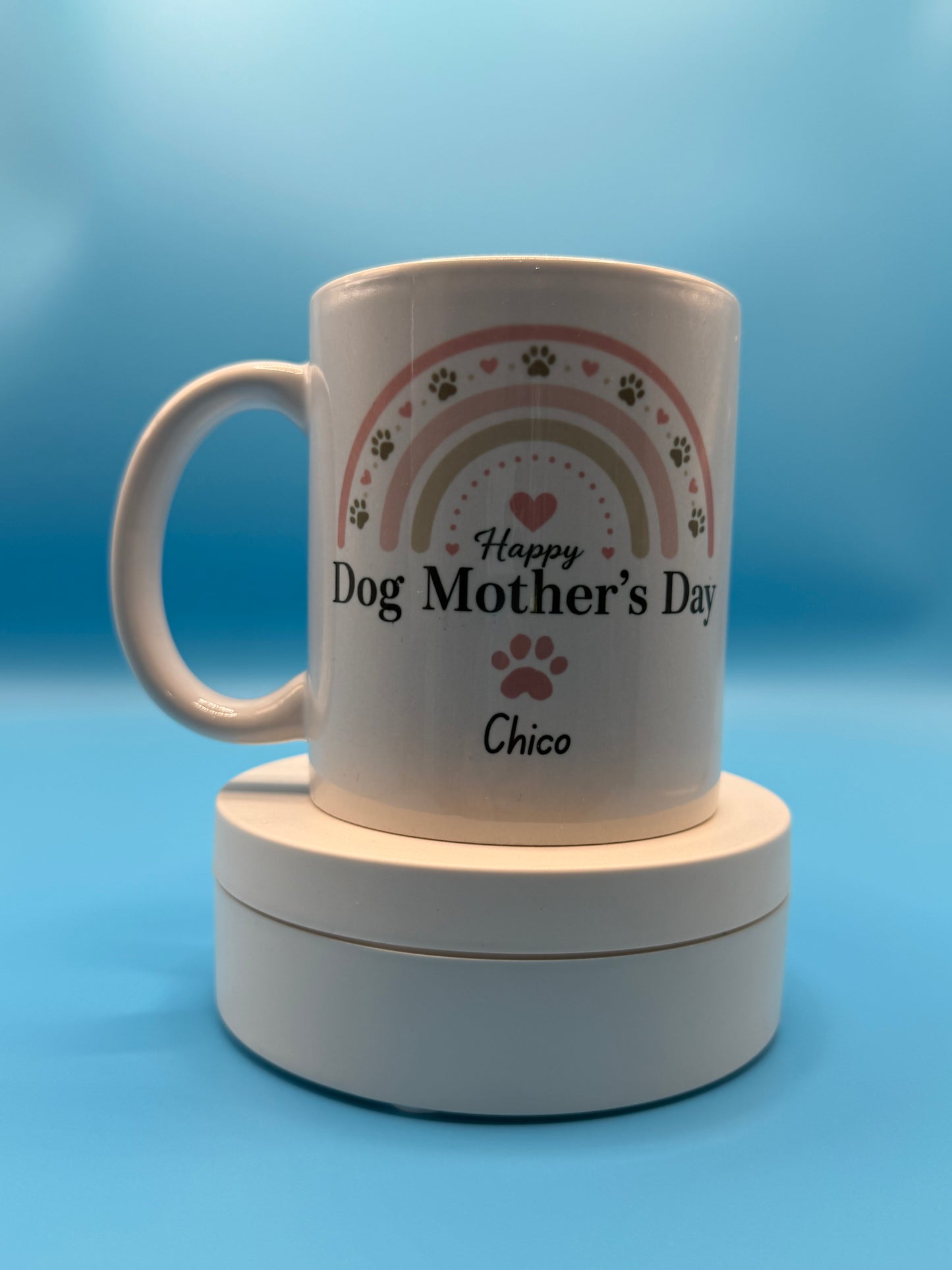 Personalized Dog Mom Mug ~Custom Dog Mothers Day Gift ~ Rainbow Paw Coffe Mug