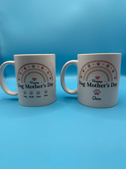 Personalized Dog Mom Mug ~Custom Dog Mothers Day Gift ~ Rainbow Paw Coffe Mug